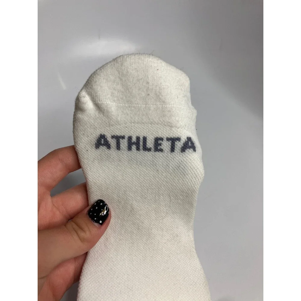 Athleta No Show Socks Womens OS White Good Low Profile Athletic Breathable